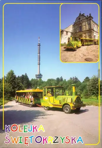 Górno Fernsehturm Święty Krzyż mit Kloster Święty Krzyż und Touristenbahn 1997