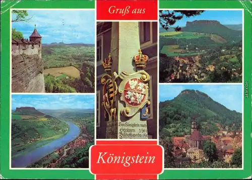 Königstein (Sächsische Schweiz) Panorama, Lilienstein, Postmeilensäule 1982