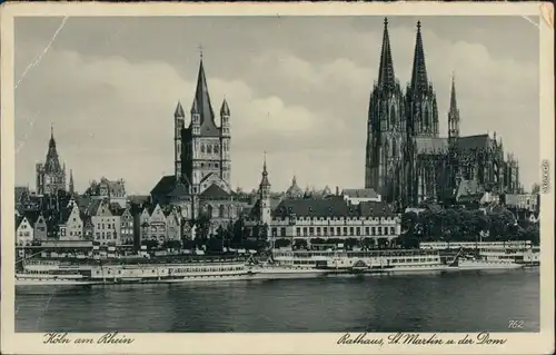 Köln Coellen Cöln Panorama-Ansicht: Rathaus, MartinsKirche "St. Martin"   1940