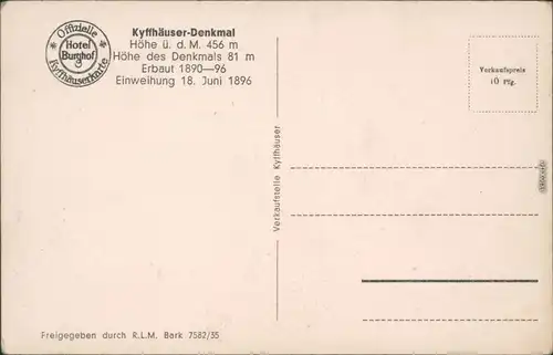 Kelbra (Kyffhäuser) Kaiser-Friedrich-Wilhelm/Barbarossa-Denkmal 1935