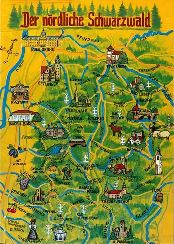 Baden-Württemberg Allgemein Schwarzwald (Mittelgebirge) - Einfache Karte  1994