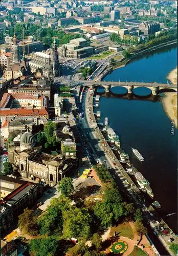 Dresden Luftbild mit Hofkirche Dresden / Kathedrale Sanctissimae   1993