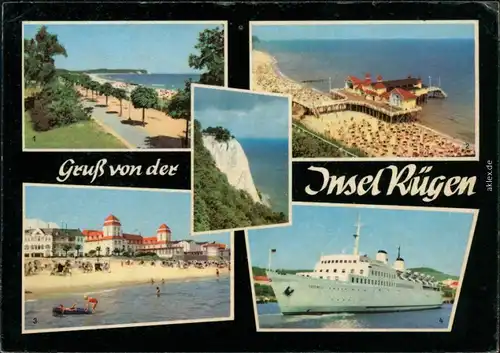 Göhren (Rügen) Strandpromenade, Seebrücke , Fährschiff Saßnitz 1966