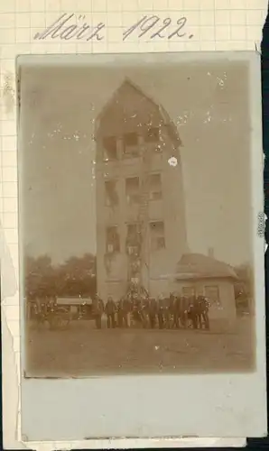 Ansichtskarte  Feuerwehr vorm Übungsturm 1920 Privatfoto