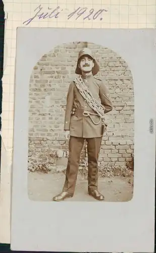 Ansichtskarte  Feuerwehr vorm Übungsturm 1920 Privatfoto