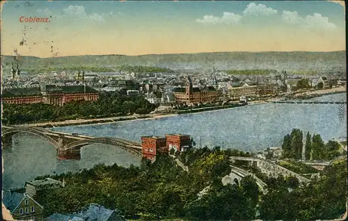 Ansichtskarte Koblenz Panorama-Ansicht 1917