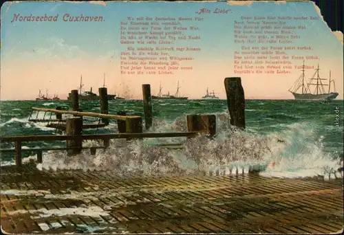 Ansichtskarte Cuxhaven Hafen, Schiffe 1914