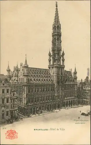 Ansichtskarte Brüssel Bruxelles Hotel de Ville/Stadthotel 1910