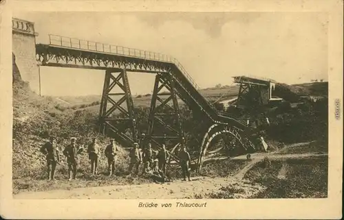 Thiaucourt Regniéville Soldaten, zerstörte Brücke 1916