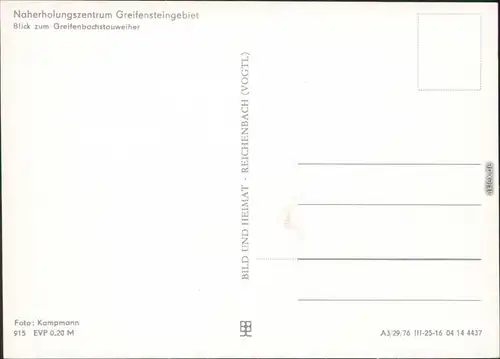 Ansichtskarte Ehrenfriedersdorf Greifenbachstauweiher 1976