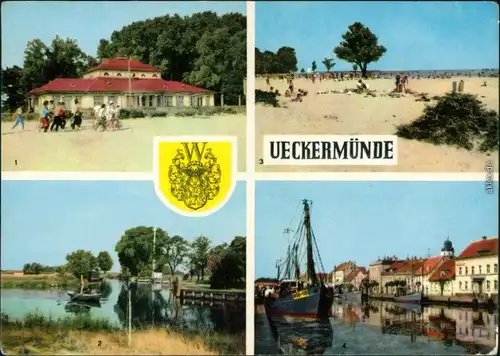 Ansichtskarte Ueckermünde Strand, HOG am Strandbad, Hafen 1966