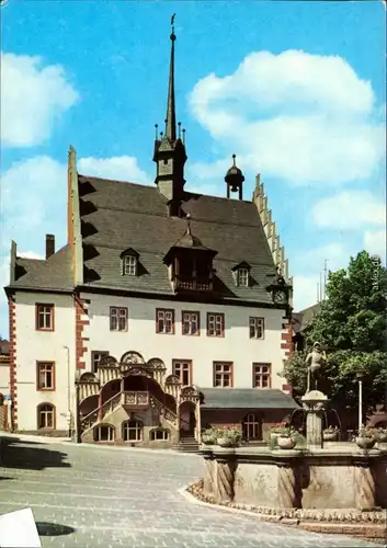 Ansichtskarte Pößneck Rathaus mit Brunnen 1979