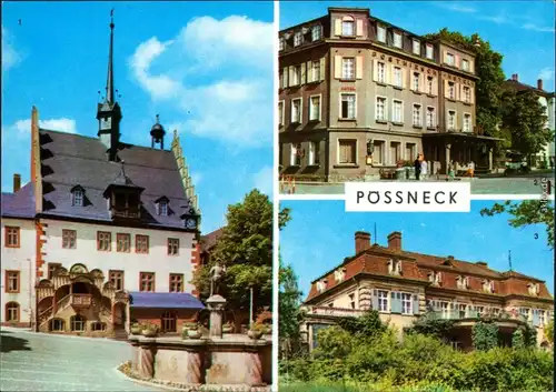 Pößneck Rathaus, Hotel Posthirsch, Erholungsheim Dr. I.P. Semmelweis 1974