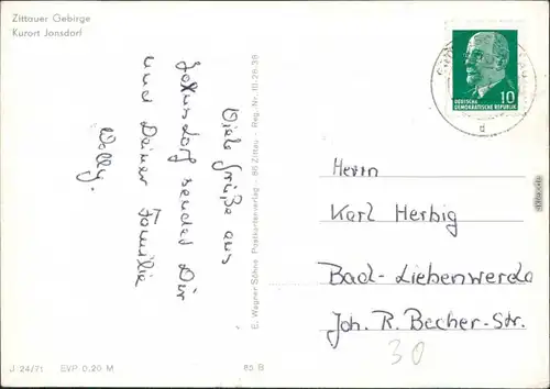 Ansichtskarte Jonsdorf Panorama-Ansicht 1971