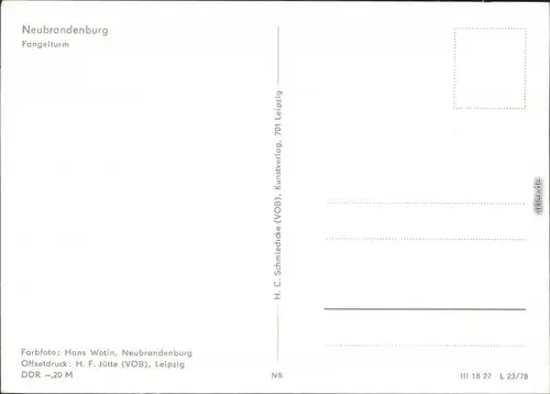 Ansichtskarte Neubrandenburg Fangelturm 1978