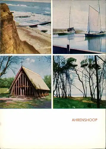 Ansichtskarte Ahrenshoop Strand, Althäger Hafen, Kirche, Landschaft 1967