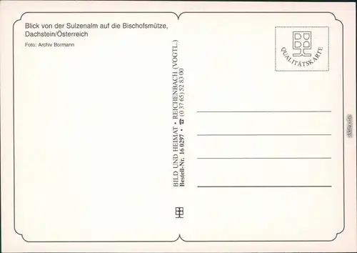 Ansichtskarte Dachstein Sulzenalm, Bischofsmütze 1995