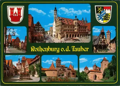 Rothenburg ob der Tauber Markt, Rathaus, Burg, Brunnen, Gasthof 1987