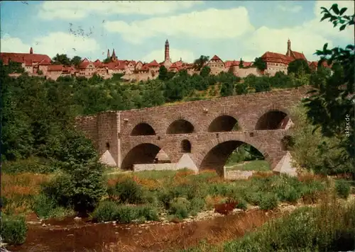 Ansichtskarte Rothenburg ob der Tauber Tauberbrücke/Doppelbrücke 1983