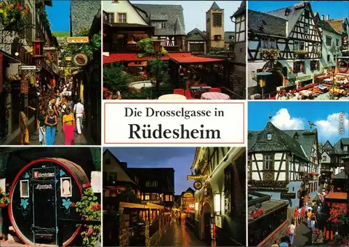 Ansichtskarte Rüdesheim (Rhein) Drosselgasse verschiedene Perspektive 1997