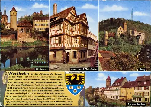 Wertheim Kittsteintor, Haus der 4 Gekrönten, Burg, An der Tauber 1972