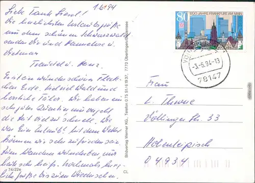 Vöhrenbach Badesee, Schimmbad mit Sprungturm, Panorama mit Kriche 1994
