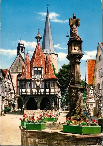 Ansichtskarte Michelstadt Rathaus mit Brunnen 1979