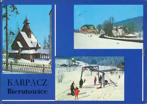 Ansichtskarte Krummhübel Karpacz Schneekoppe/Sněžka/Śnieżka, Kirche 1989