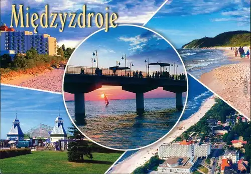 Ansichtskarte Misdroy Międzyzdroje Hotel, Strand, Brücke, Luftbild 2000