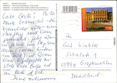 Ansichtskarte Wien Burgtheater bei Nacht mit Beleuchtung 1999