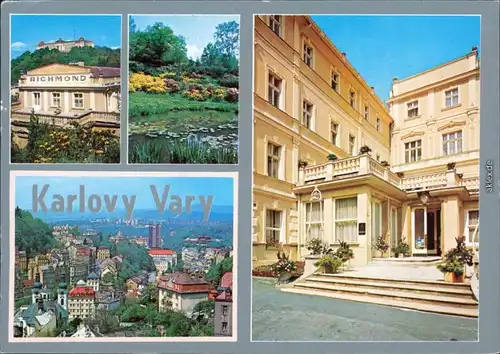Ansichtskarte Karlsbad Karlovy Vary Panorama, Hotel, Teich, Richmond 1975