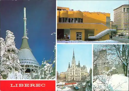 Ansichtskarte Reichenberg Liberec Jested, Ortsmotive, Rathaus, Burg 1996