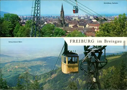 Ansichtskarte Freiburg im Breisgau Seilbahnen, Panorama-Ansicht 1978