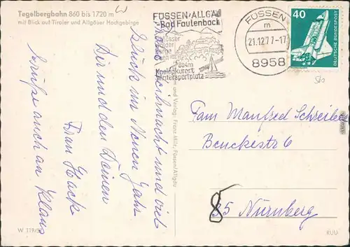 Ansichtskarte Schwangau Tegelbergbahn 1977