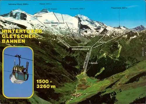 Hintertux-Tux (Tirol) Hintertuxer Gletscher, Gletscherbahnen 1980