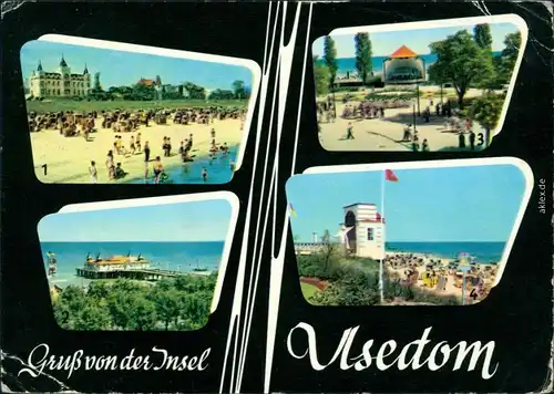 Ansichtskarte Ahlbeck (Usedom) Strand, Seebrücke 1961
