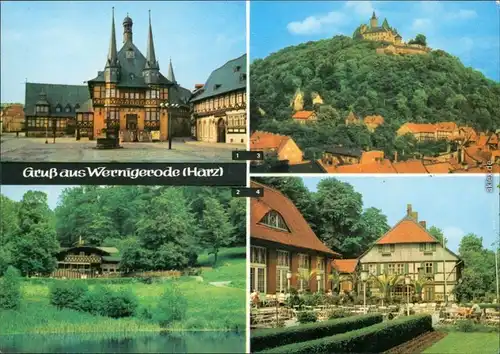 Ansichtskarte Wernigerode Rathaus, Hotel, Gaststätten, Schloß 1971