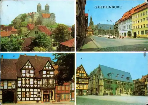 Ansichtskarte Quedlinburg Schloss, Rathaus, Markt, Klopstockhaus 1971