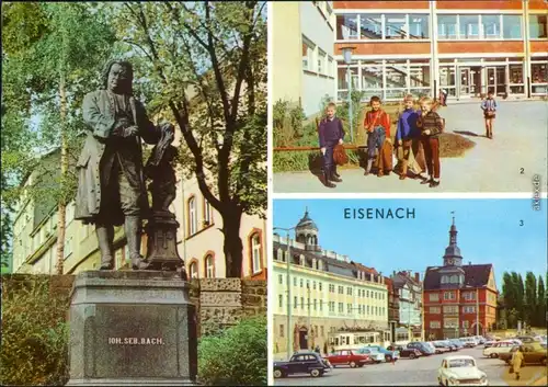 Eisenach Bachdenkmal, Oberschule, Markt mit Schloss, Rathaus 1970