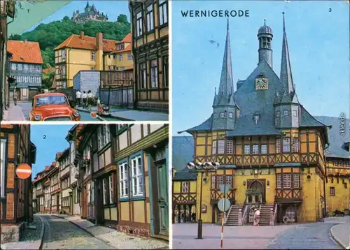 Ansichtskarte Wernigerode Schloss, Museum, Kochstraße, Rathaus 1969