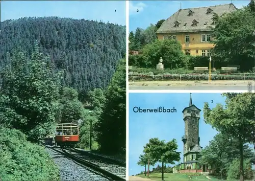 Ansichtskarte Cranzahl-Sehmatal Fichtelbergbahn, Fröbelhaus, Fröbelturm 1970
