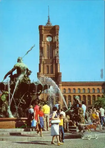 Ansichtskarte Mitte-Berlin Neptunbrunnen (Begasbrunnen) und Rotes Rathaus 1982