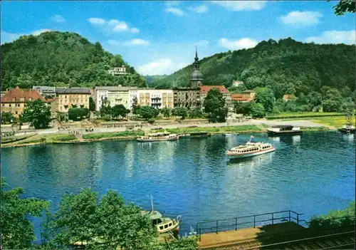 Ansichtskarte Bad Schandau Panorama-Ansicht, Elbedampfer 1975