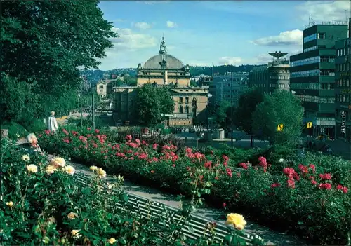 Oslo Kristiania Nationaltheatret fra Abelhaugen vom Park aus gesehen 1988