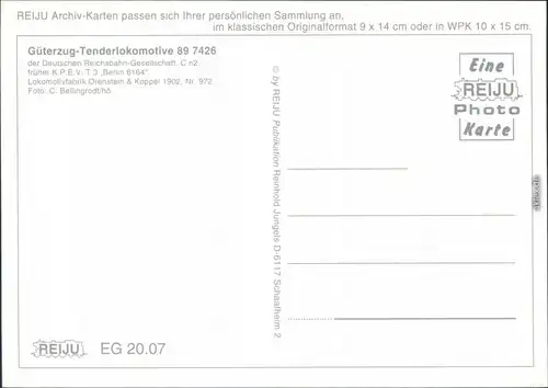 Ansichtskarte  D.R.G. Güterzug-Tenderlokomotive 89 7426 1902/1995