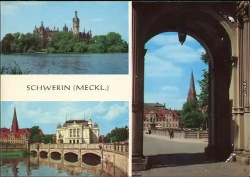 Schwerin Burgsee mit Schloß, Staatstheater und Dom, Blick zum Dom 1968