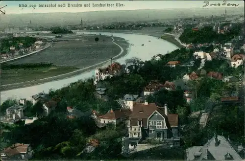Ansichtskarte Loschwitz-Dresden Straße und Villen coloriert 1909