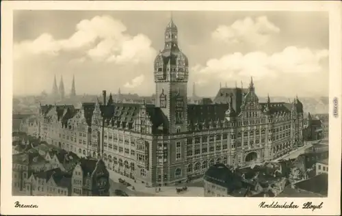 Ansichtskarte Bremen Panorama-Ansicht mit Norddeutsche Lloyd 1939