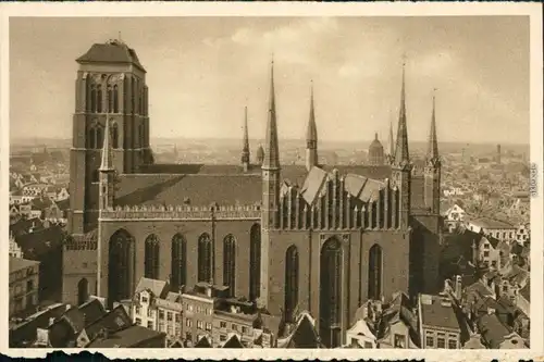 Ansichtskarte Danzig Gdańsk/Gduńsk Marienkirche 1935