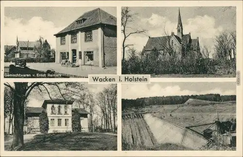 Wacken Gemischwaren v. Ernst Reimers, Kirche Tagebau mit Bagger 1944
